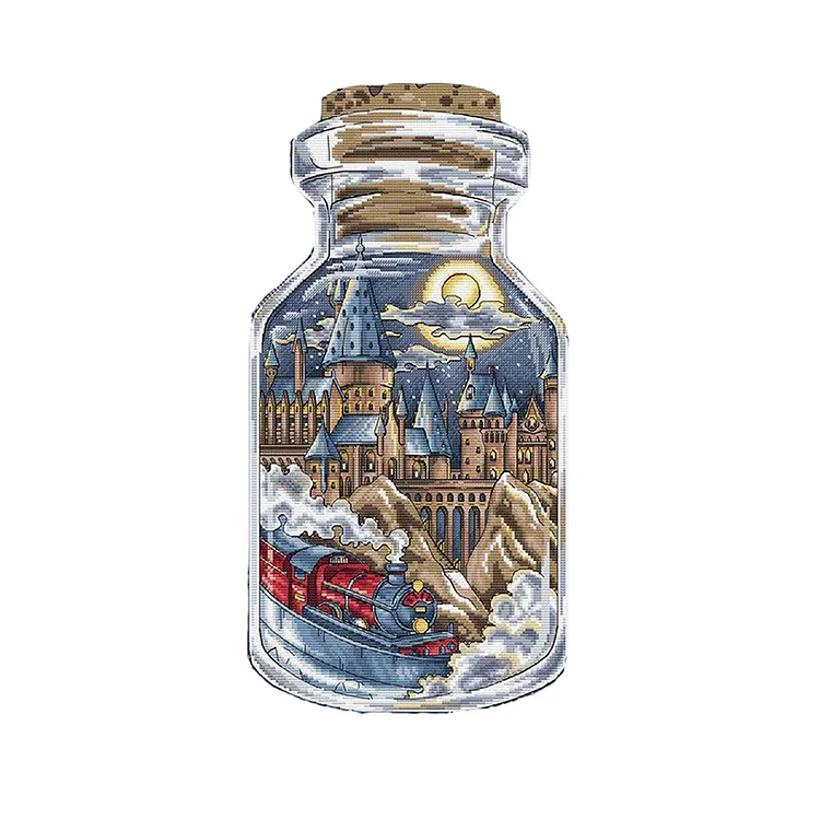 Castle in Bottle 14CT Counted Cross Stitch 19*37CM