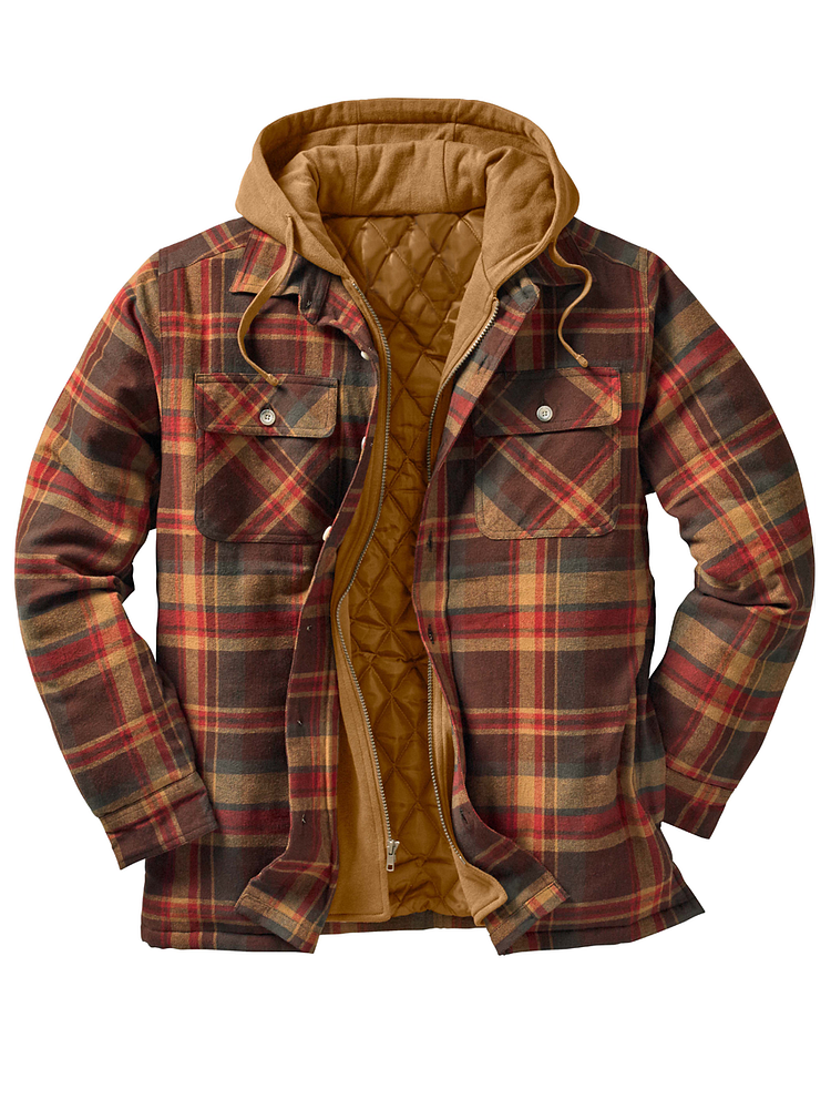 Men's Hooded Flannel Thick Shirt Jacket