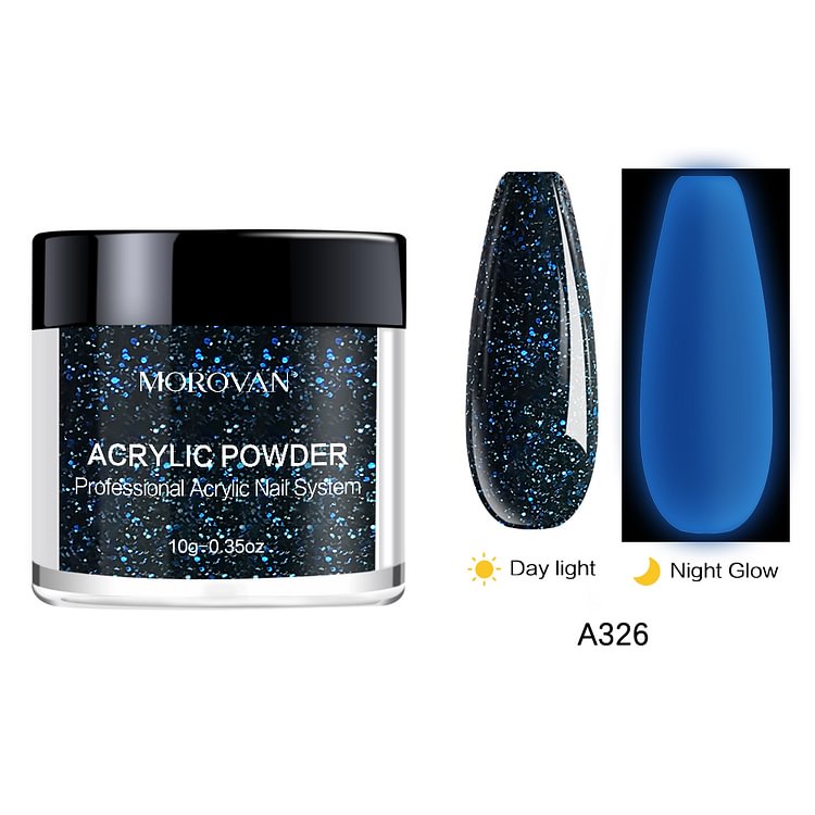 Morovan Dark/Blue Glitter Luminous Acrylic Powder A326