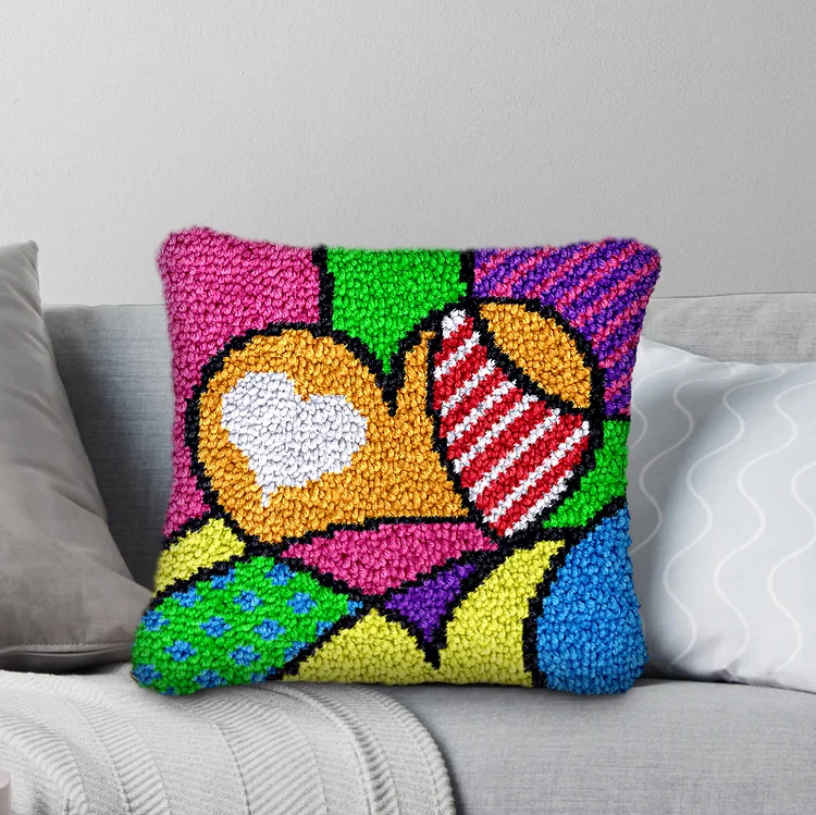 Colorful Love Latch Hook Pillow Kit for Adult, Beginner and Kid veirousa