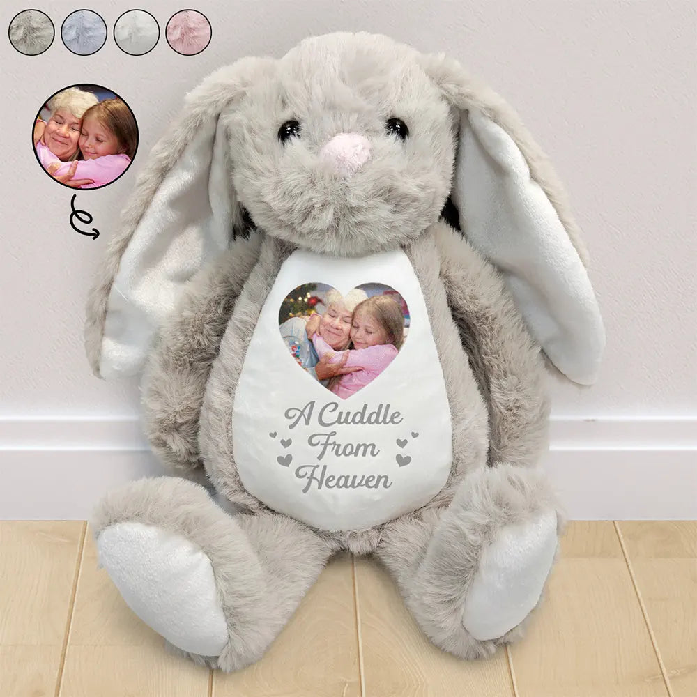 Personalized Memorial Bunny - "A Cuddle From Heaven" Custom Stuffed Animal - In Loving Memory Sympathy Gift for Kids & Adults