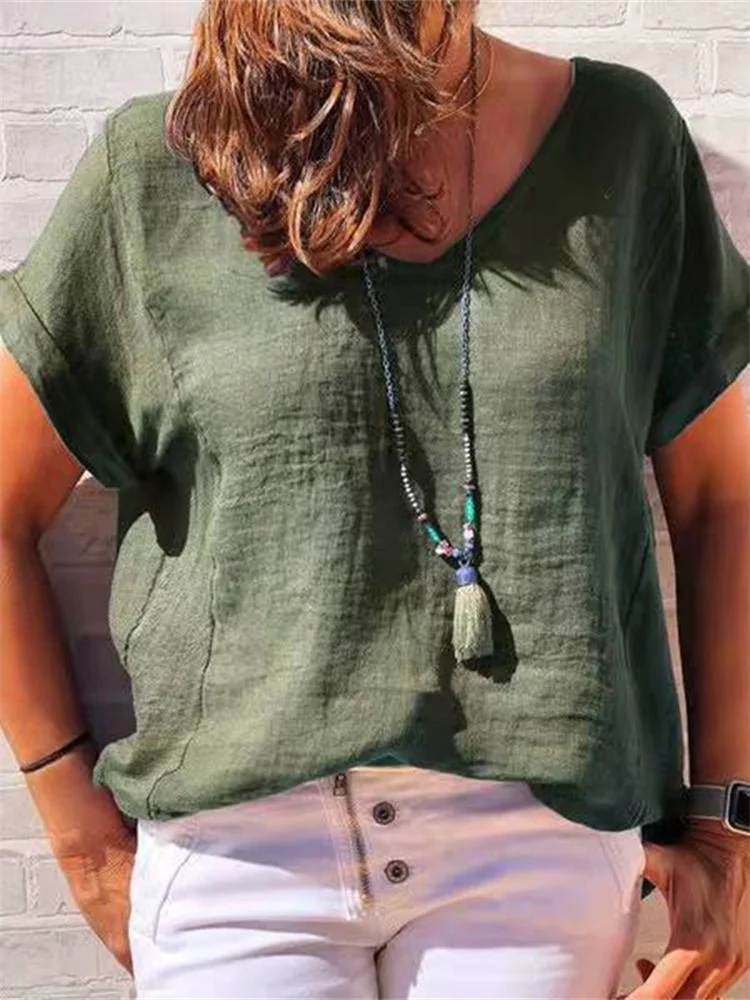 Comfy V Neck Linen Cotton Tunic