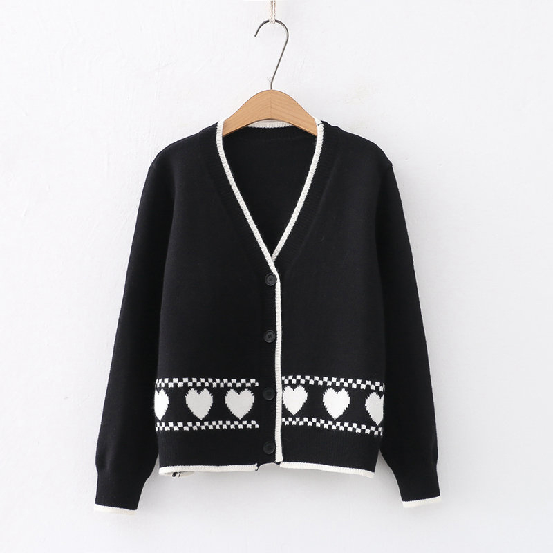 Sweet Love Heart V-neck Cardigan Sweater