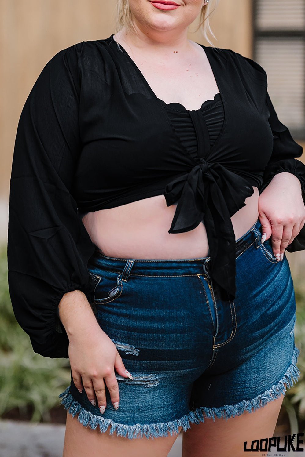 Plus Size Tiered Shirred Body Crop Top