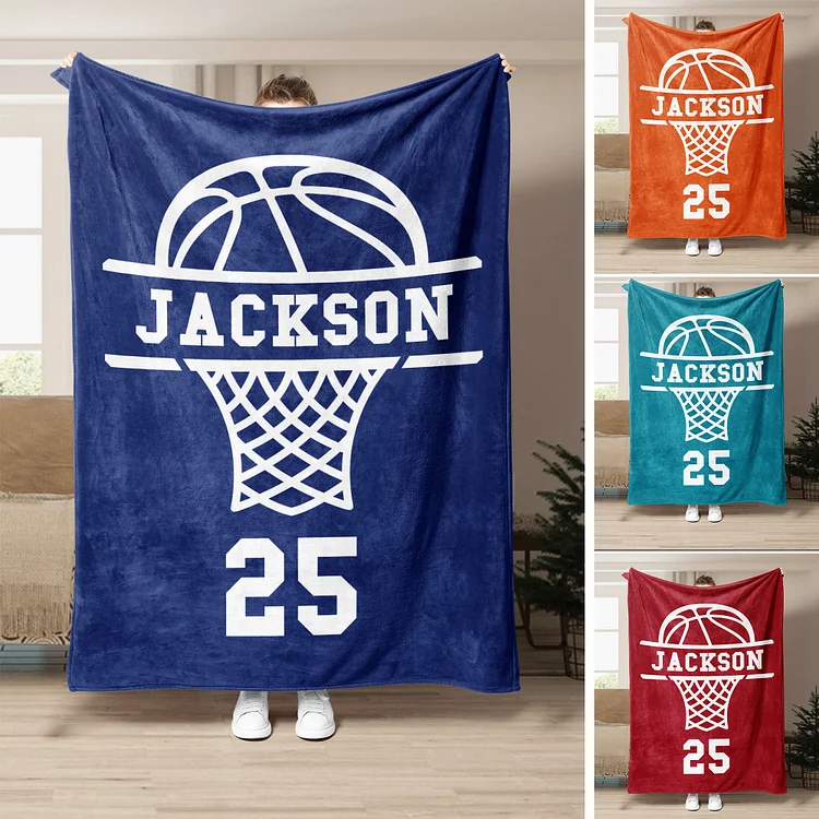 Personalized Basketball Blanket, Custom Name Number Soft Cozy Blankets | BKKid376