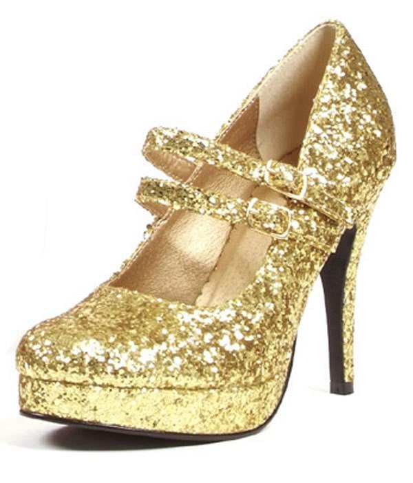 Women's Golden Stiletto Heel Platform Pumps Mary Jane Shoes |FSJ Shoes