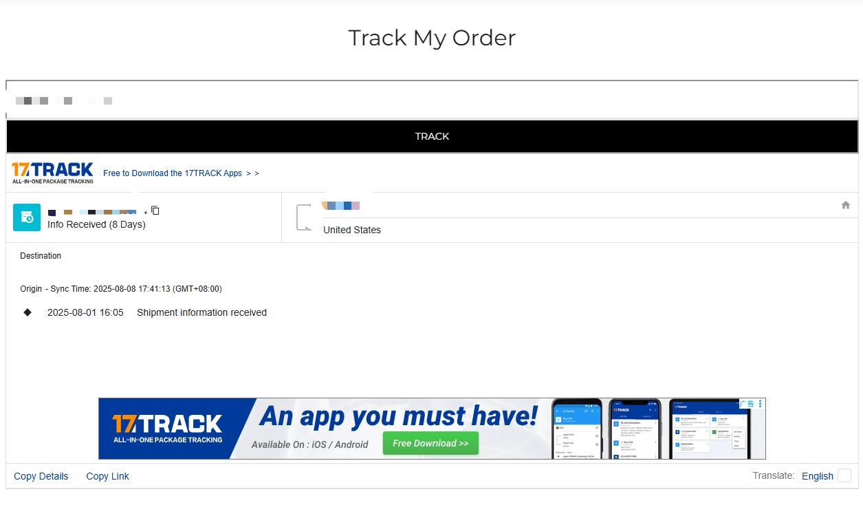 track the order in BigTallKings