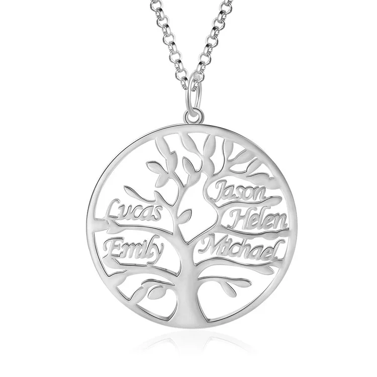 Family Tree Name Necklace Custom 5 Names Personalized Name Necklace
