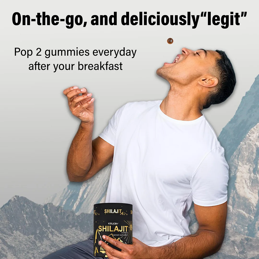 KISUGBY  Shilajit Gummies I Lab Tested I No Added Sugar I Ashwagandha, Gokshura| Fulvic Acid & 85+ Trace Minerals I for Men, Women I 100% Natural I 60 Gummy