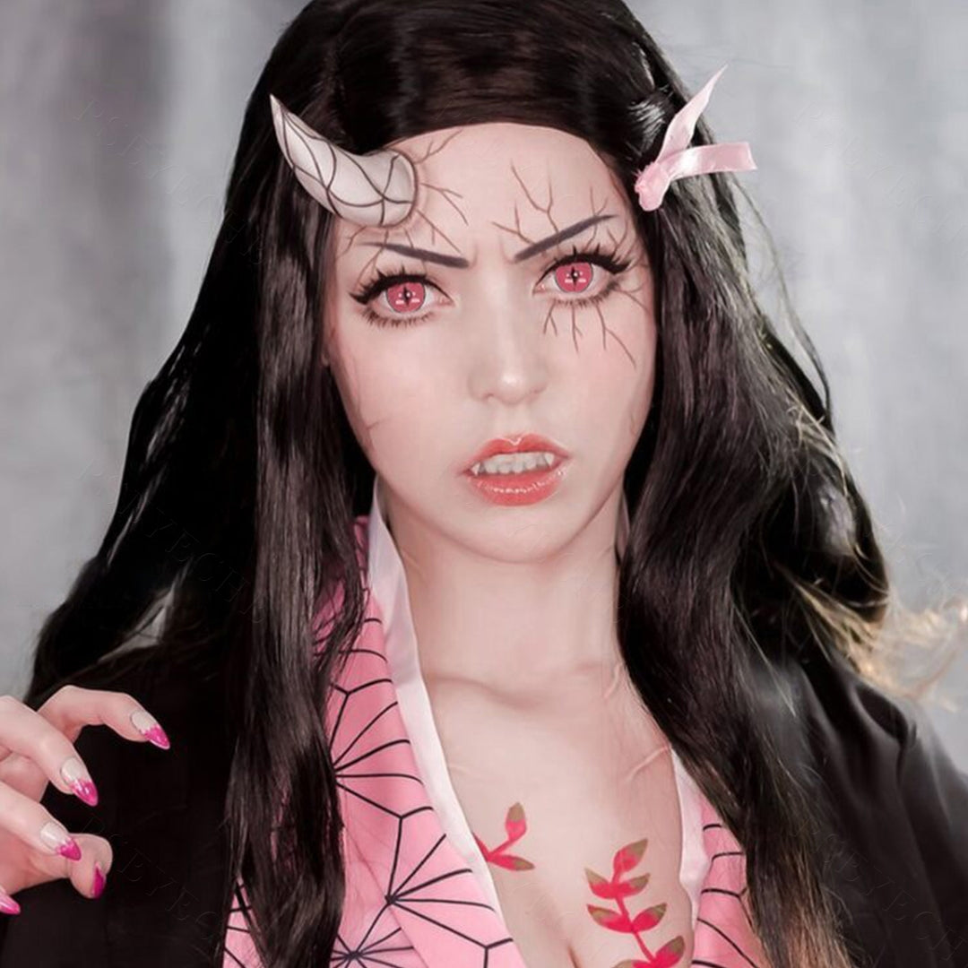 Demon Nezuko Pink Halloween Cosplay Contacts