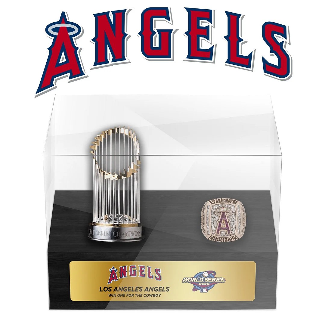 Anaheim Angels MLB World Series Championship Trophy And Ring Display Case
