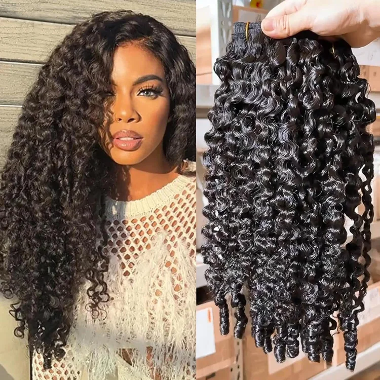 3 Pieces Burmese curly Brazilian Virgin Human Hair Bundles Unprocessed Natural Color