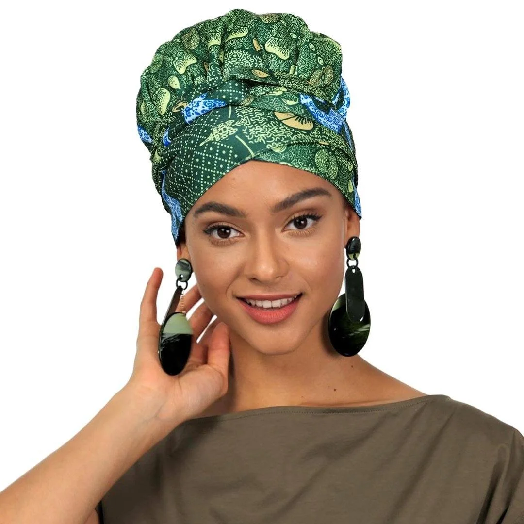 African Print Head Wrap With A Nightcap-AW1970