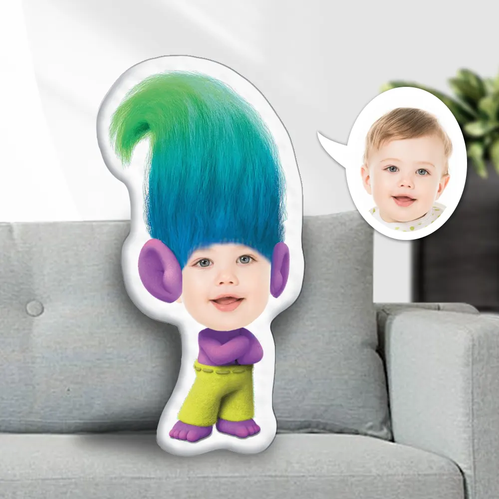 Custom Photo Face Pillow, Trolls Band Together Creek Face Pillow, Face