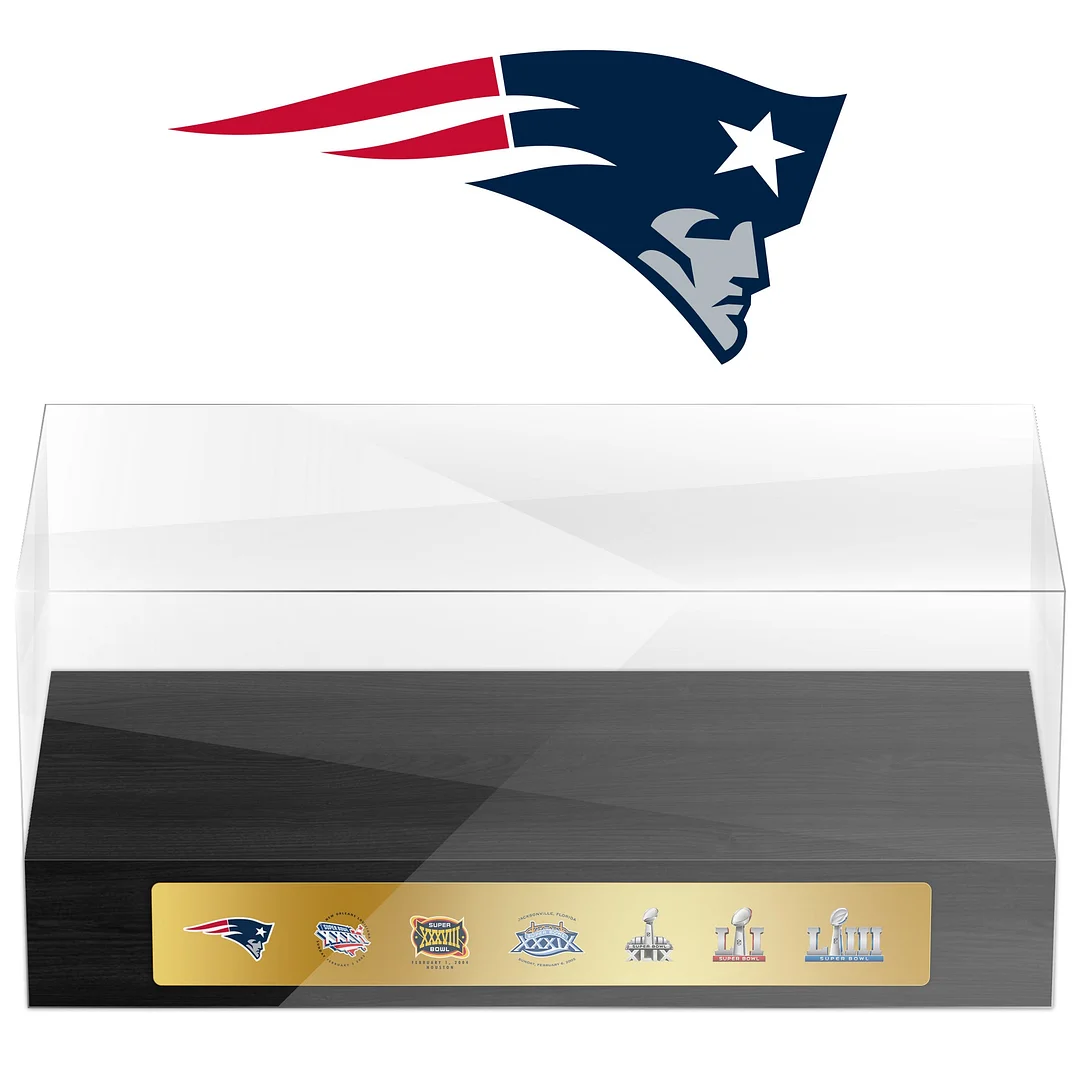 New England Patriots Super Bowl Championship Trophy Ring Display Case