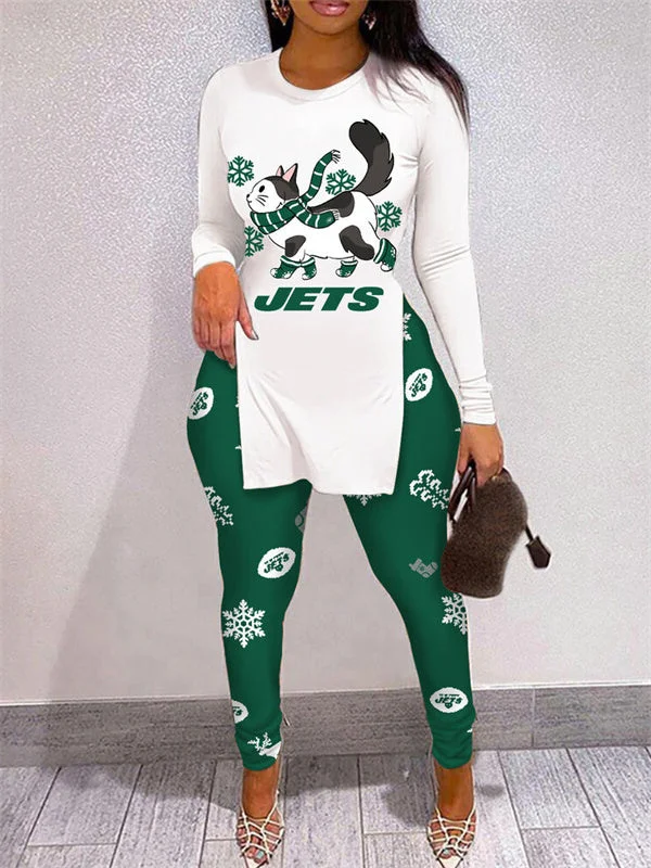 New York Jets
Limited Edition High Slit Shirts And Leggings Two-Piece Suits
