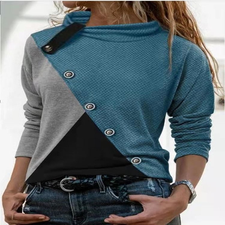 Comstylish Casual Stitching Contrast Top
