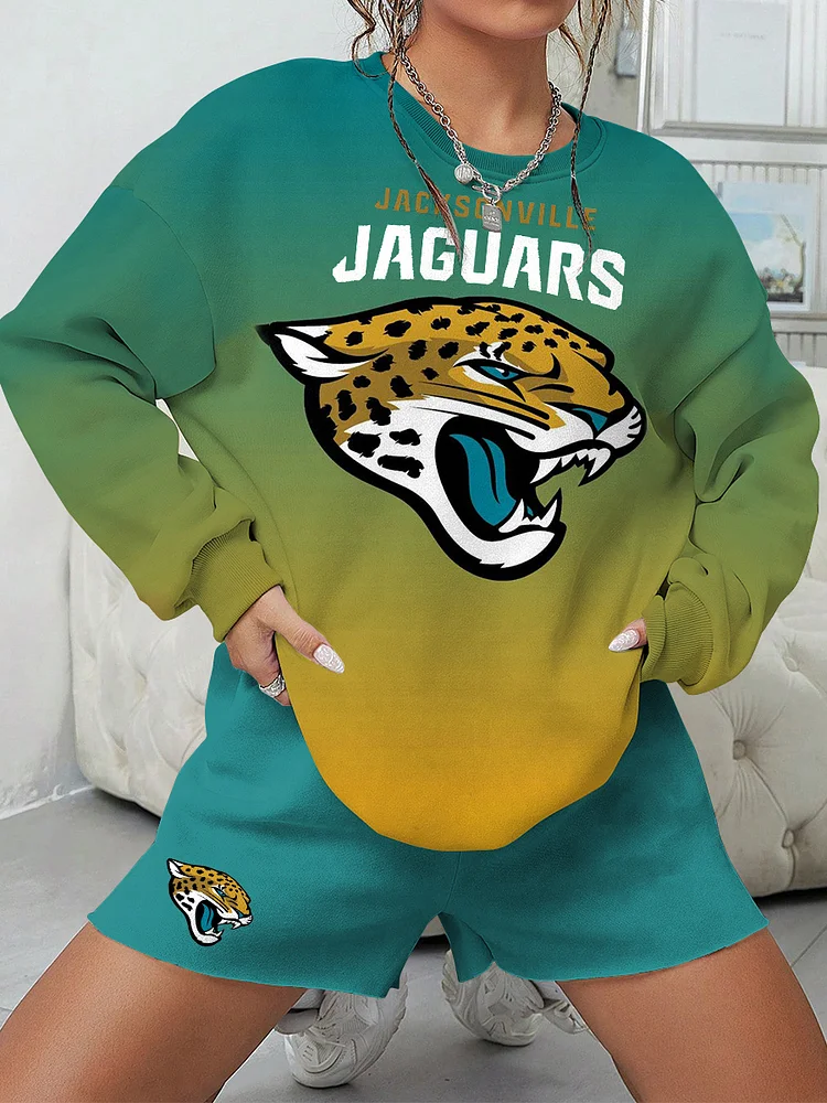 Jaguars Print Football Sweatshirt & Shorts Set