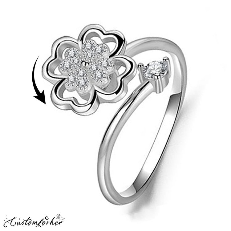 925 Silver Rotary Clover Adjustable Ring