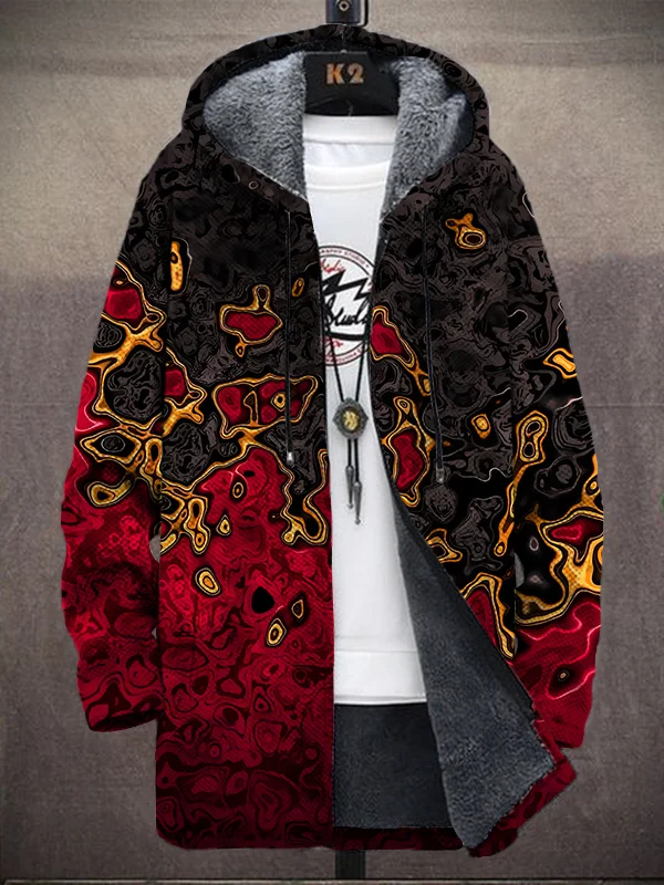 Men's Splash Abstract Art Print Hooded Trench Coat