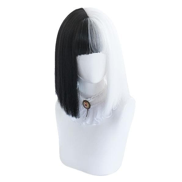 Black White Split Wig SP14966