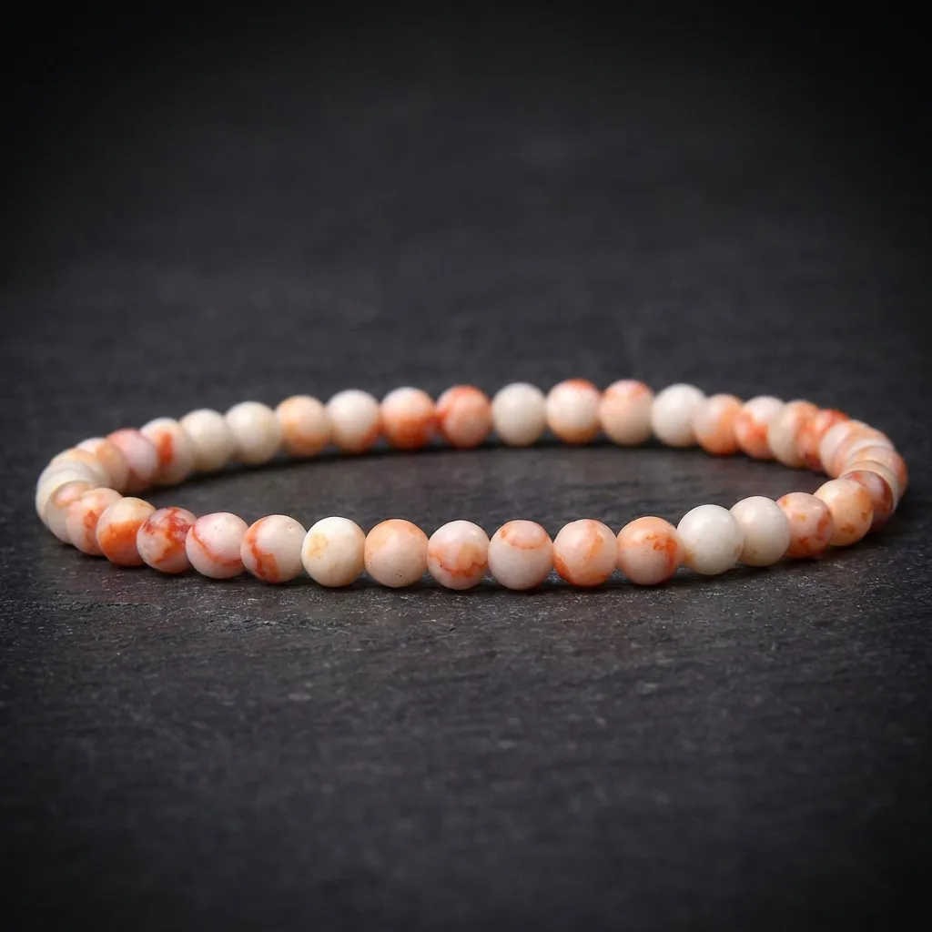 JiStones 4mm Dainty Natural Gemstone Bracelet | Minimalist Energy Bead Charm for Effortless Elegance 4mm red network-19cm