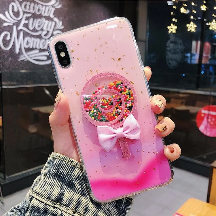 Pink/Blue Kawaii Bow Lollipop Phone Case SP13748