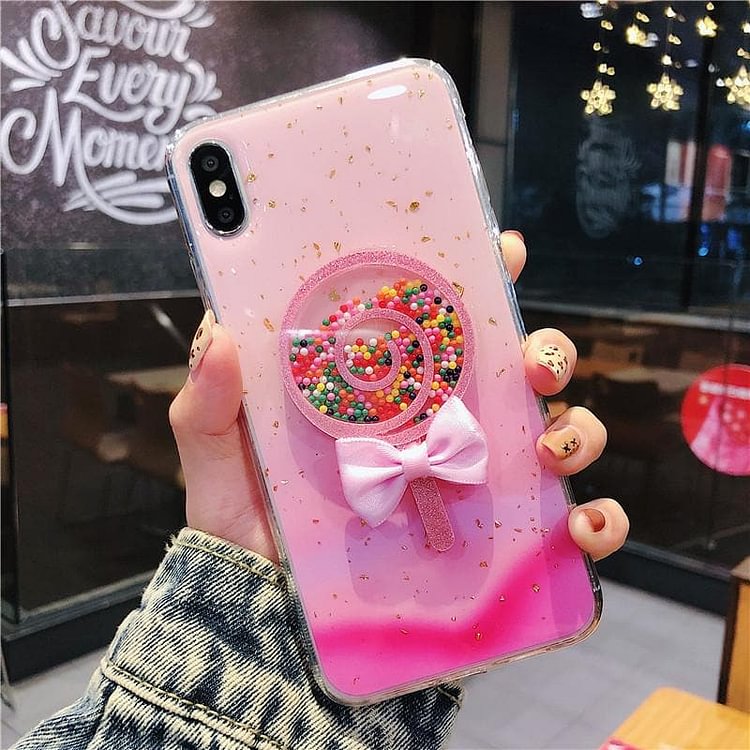 Pink/Blue Kawaii Bow Lollipop Phone Case SP13748