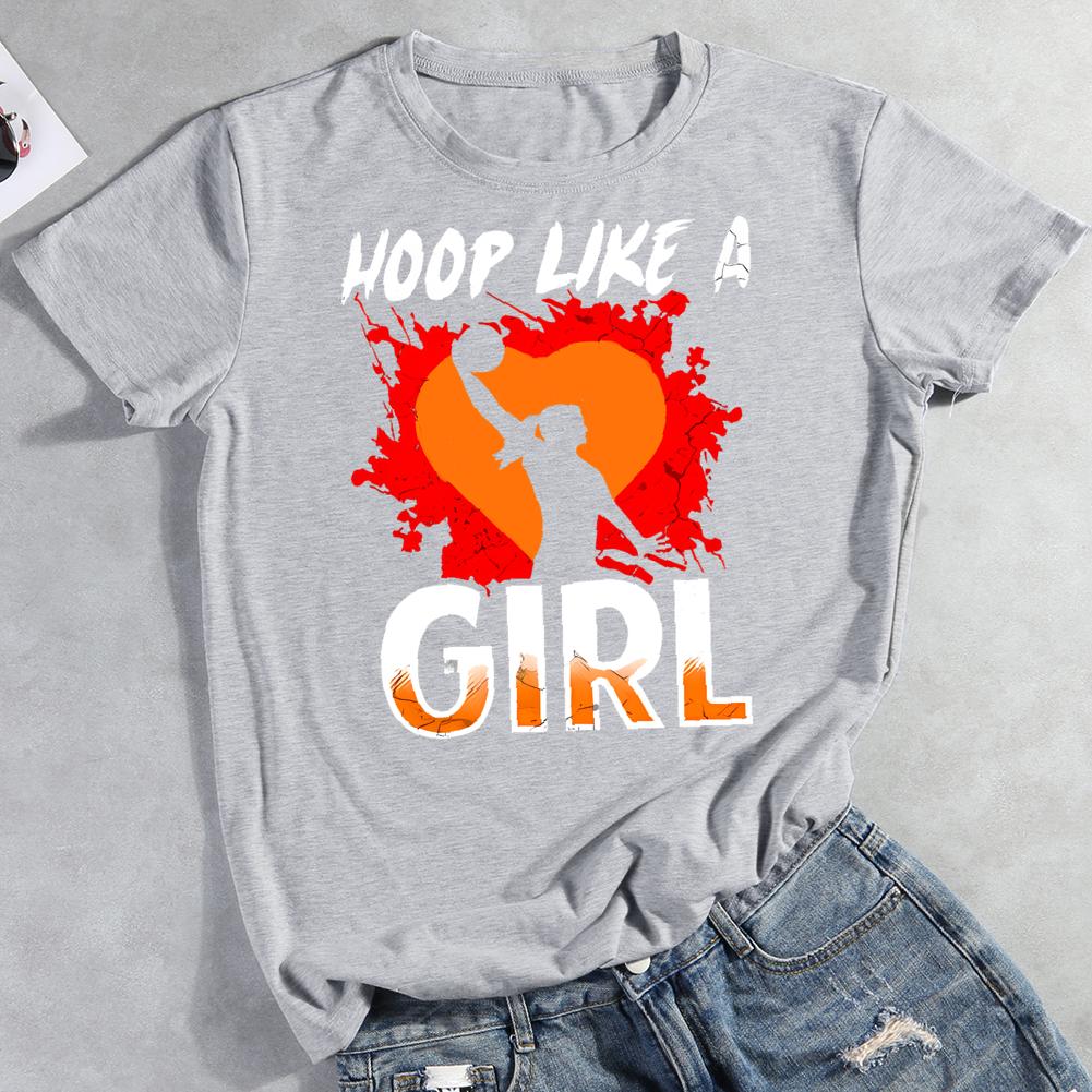 hoop like a girl Round Neck T-shirt-0022405-Guru-buzz