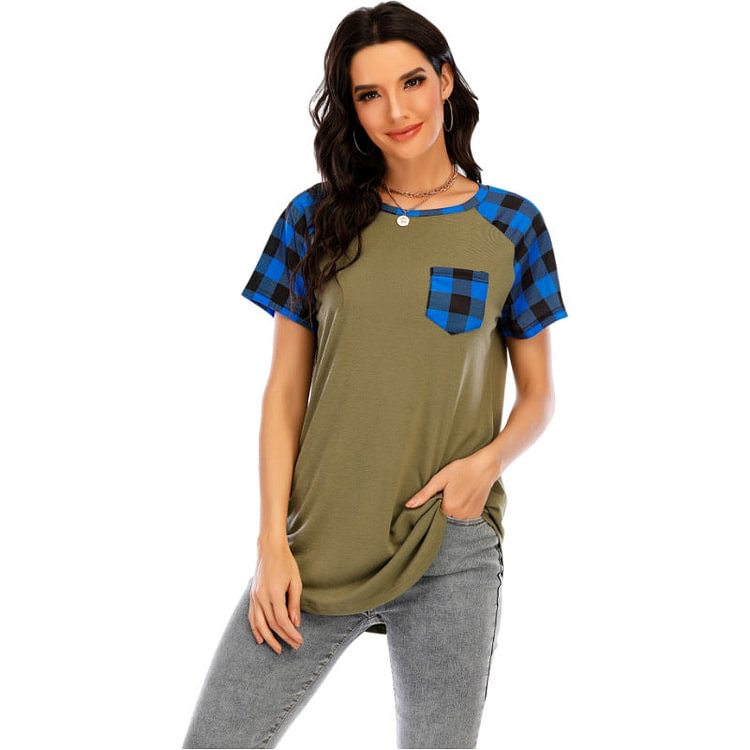 Grid Colorblock CrewNeck T-Shirt