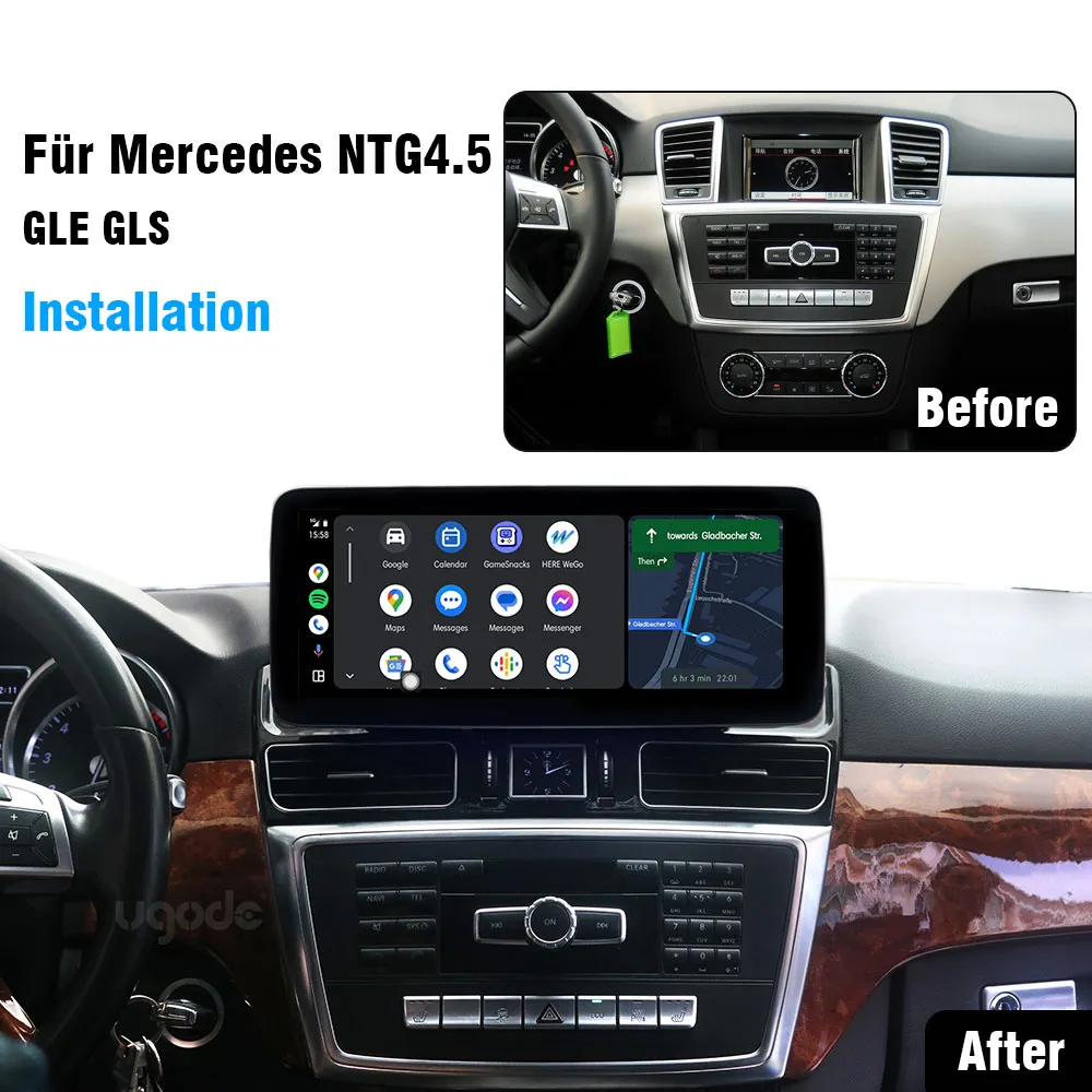 Ugode Mercedes Benz ML W166 /GL X166 2012-2015 year Apple CarPlay Android Auto Display Monitor Upgrade Autoradio Stereo