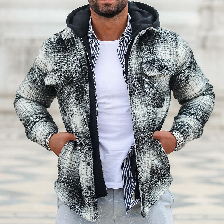 Retro Men's Casual Plaid Shirt Jacket