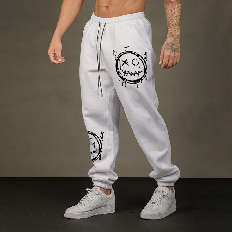 Faded Emoji Graphic Print Joggers Siirigo 3999