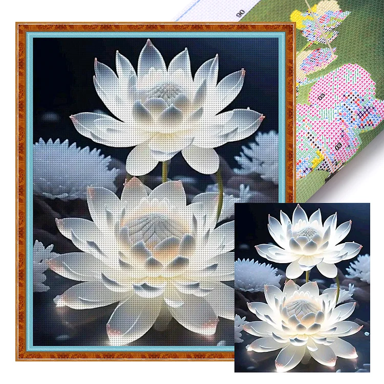 【Huacan Brand】Lotus 14CT Stamped Cross Stitch 40*50CM
