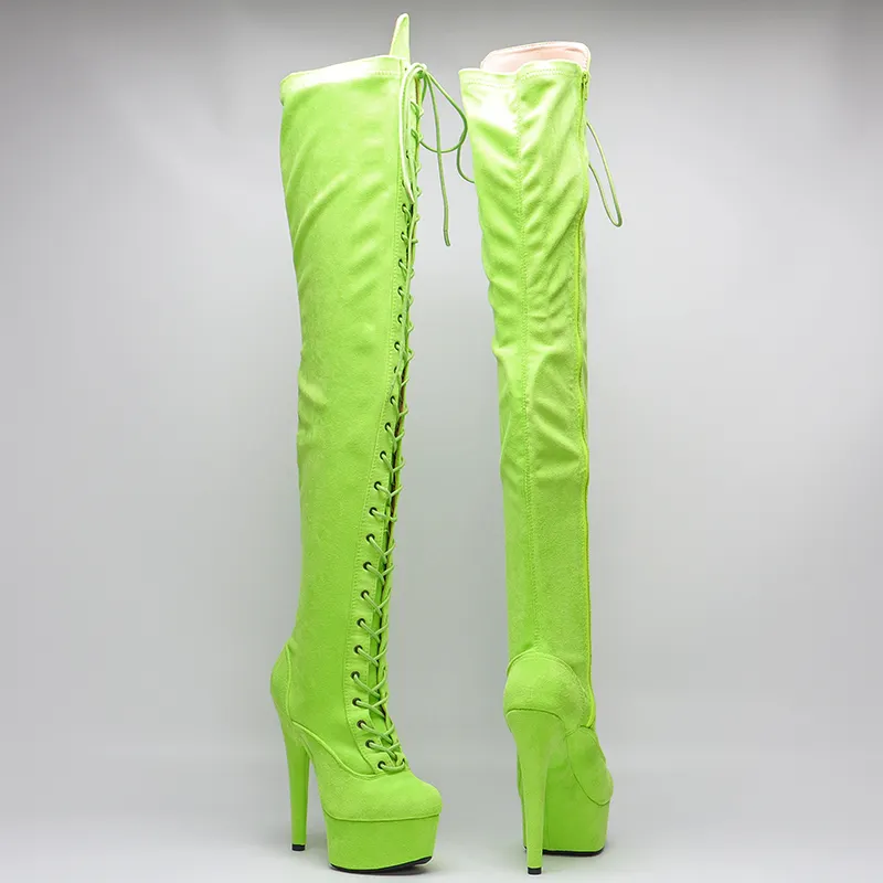 VCshoes 15CM/6Inches Suede Upper High Heel Platform Boots Knee High Boots For Women Chunky Platform Party Pole Dance Boot 5B