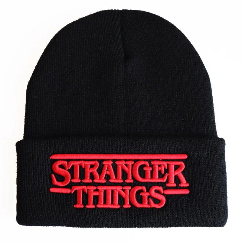 Stringer Things Beanie Letter Embroidered Knit Cap Pullover