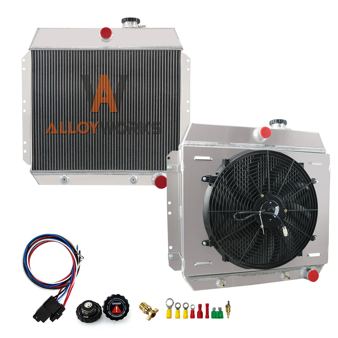 Alloyworks EXTREME COOLING 3 Row Radiator Shroud Fan for 1949-1954 Chevy Bel Air Fleetline Deluxe Sedan V8-120W