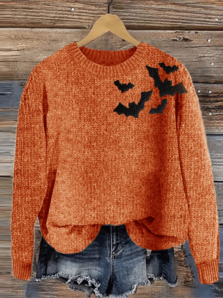 Women s Halloween Print Cozy Knit Sweater