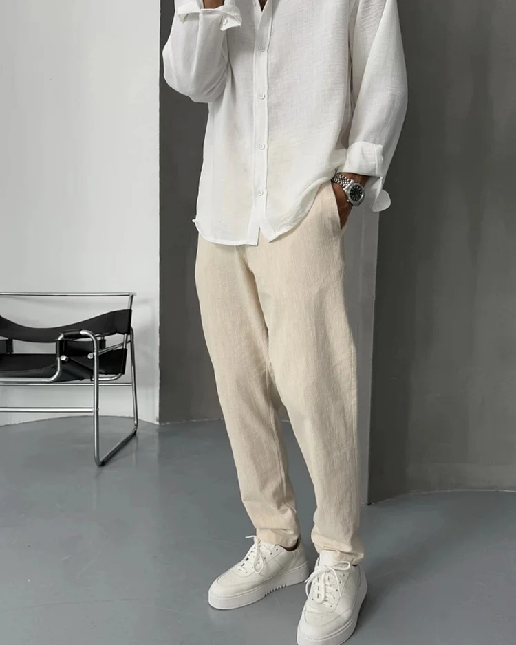 Cotton Nine-Minute Casual Pants