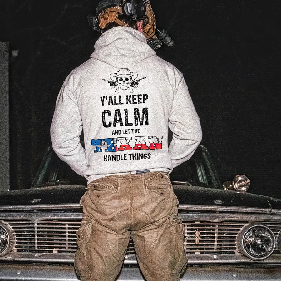 Y'all Keep Calm Printed Men's Hoodie - Devcarry