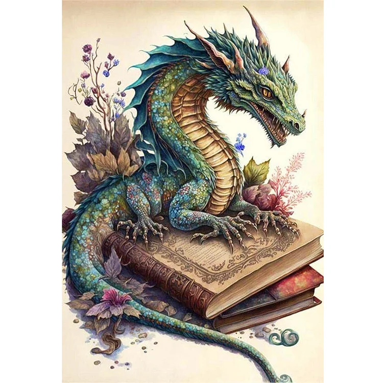 【Yishu Brand】Retro Poster - Dragon Reading A Book 11CT Stamped Cross Stitch 40*60CM