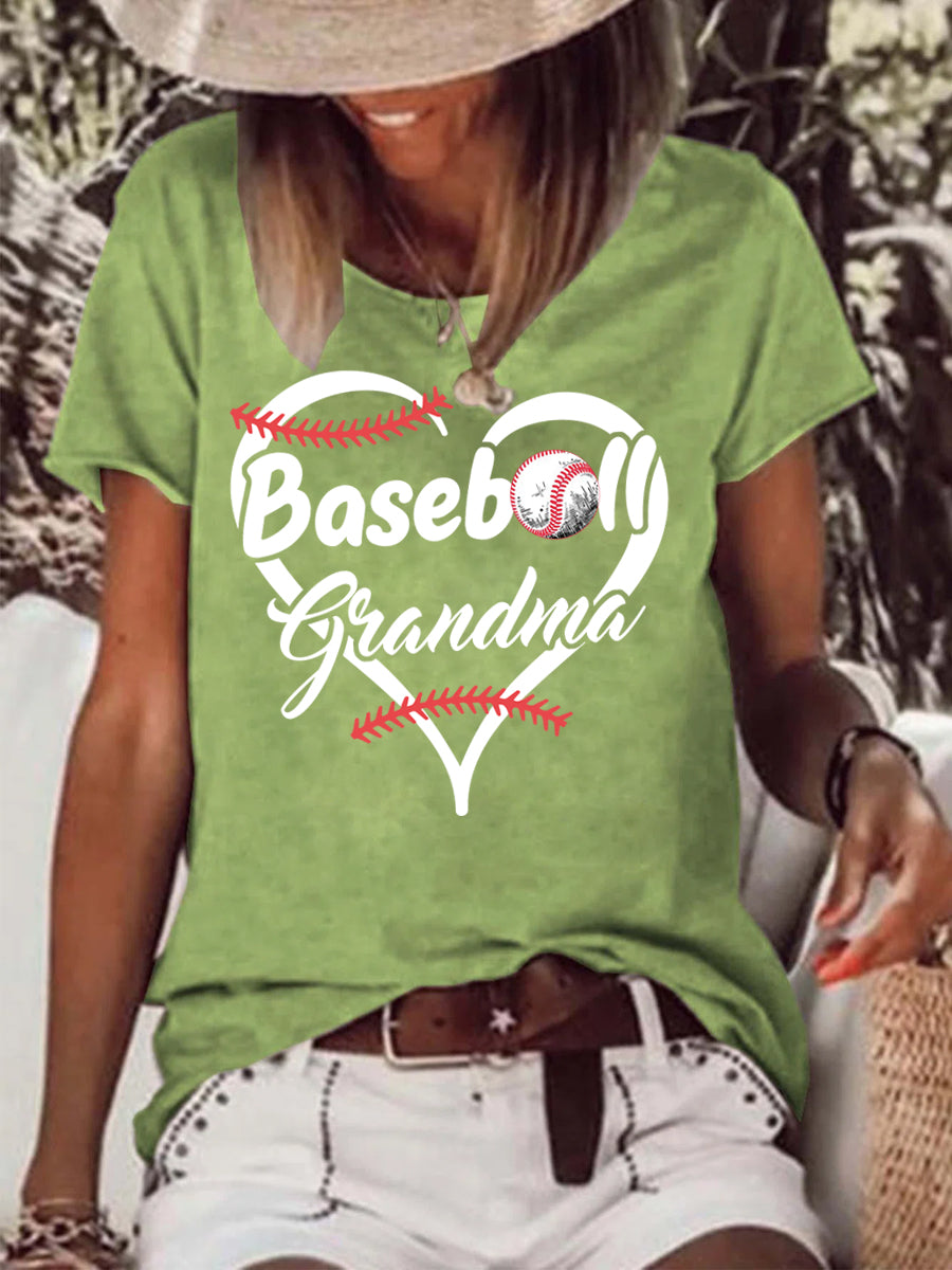 Baseball grandma Raw Hem Tee -013443-Guru-buzz