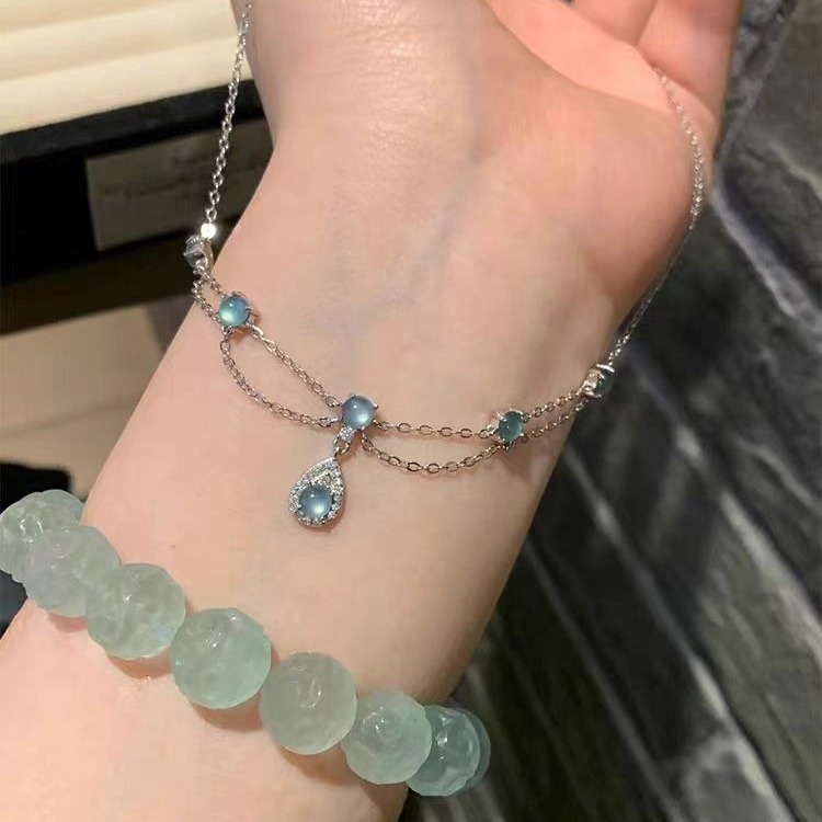 Sky Blue Stone Jerken Necklace for Deity