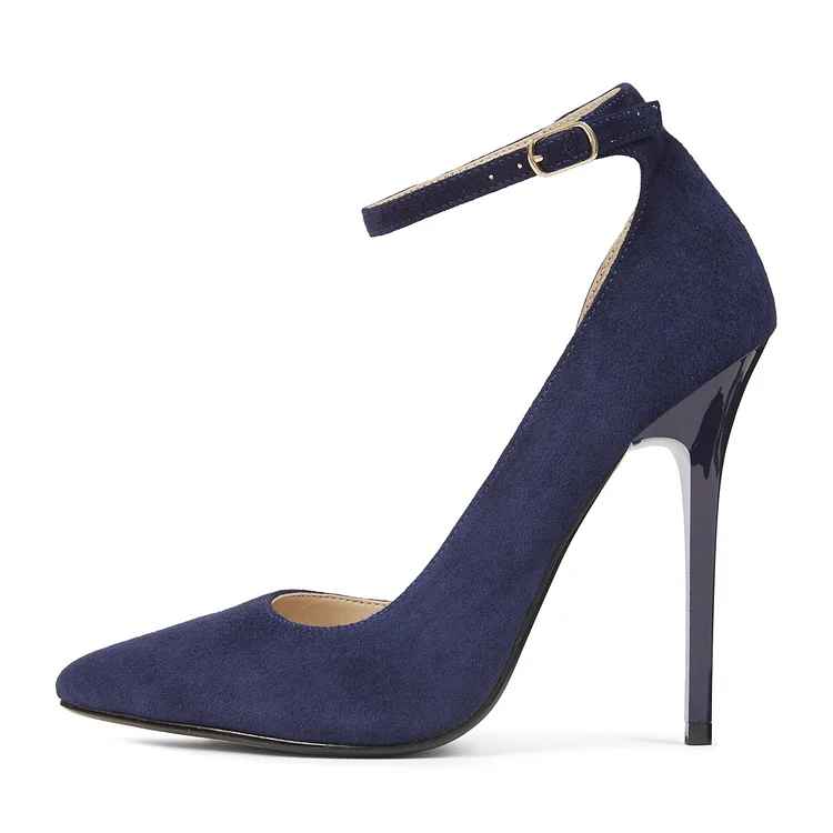 Blue Ankle Strap High Heel Pumps Vdcoo