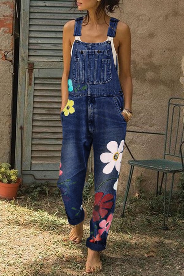 Printed Pockets Denim Jumpsuit - Shop Trendy Women's Clothing | LoverChic