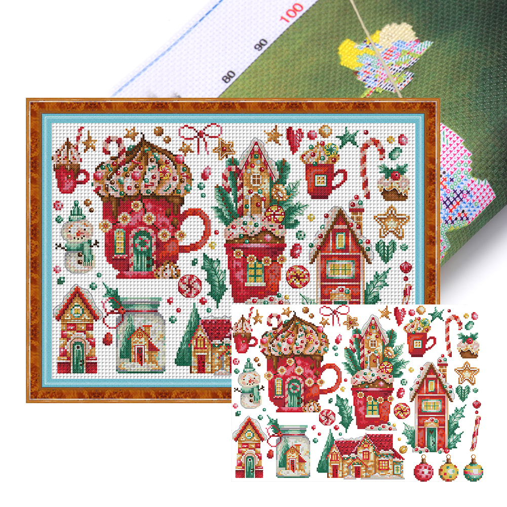 Joy Sunday Christmas Stocking Print Cross Stitch Kit Counted 11CT