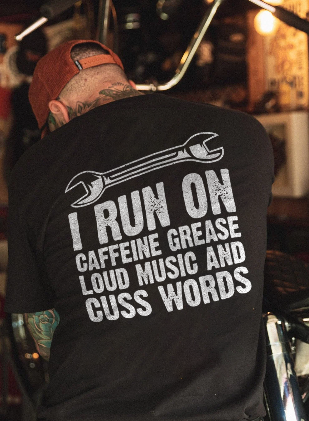 I Run On Caffeine Grease Loud Music And Cuss Words T-shirt - Devcarry