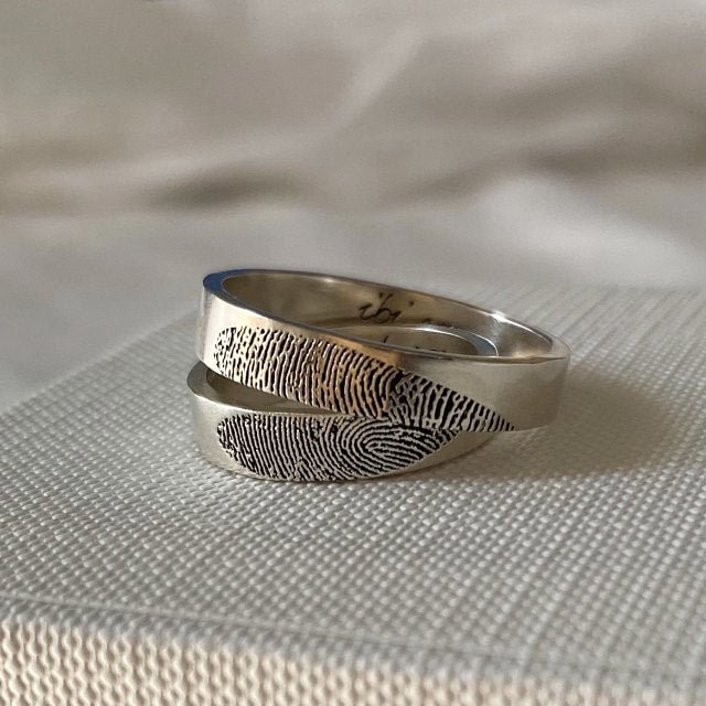 Memorial Handwriting fingerprint Band Ring