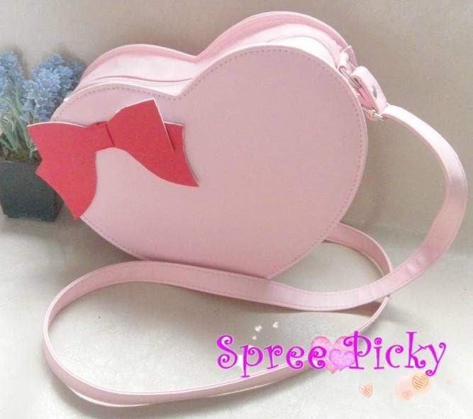 Lolita sweet double sides of heart with bow hang bag -SP130202