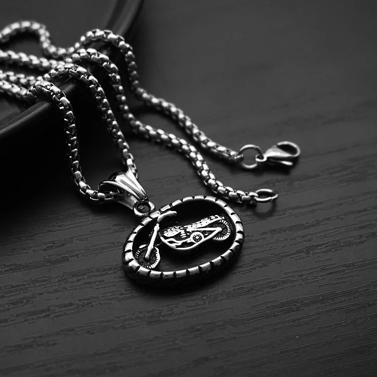 Punk Motorcycle Tire Pendant Necklace - Devcarry
